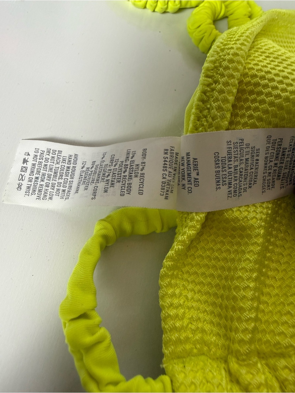 Aerie Neon Yellow Textured Bikini Set Ruched String Swimwear M - Picture 6 of 6